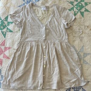 Petal & Pup Linen Button-Up Babydoll Dress